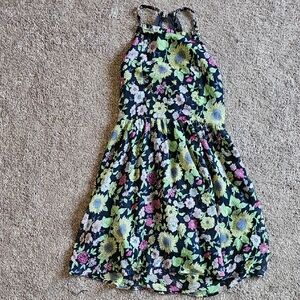 abercrombie kids Navy Floral Halter Dress with Pink & Lime Flowers